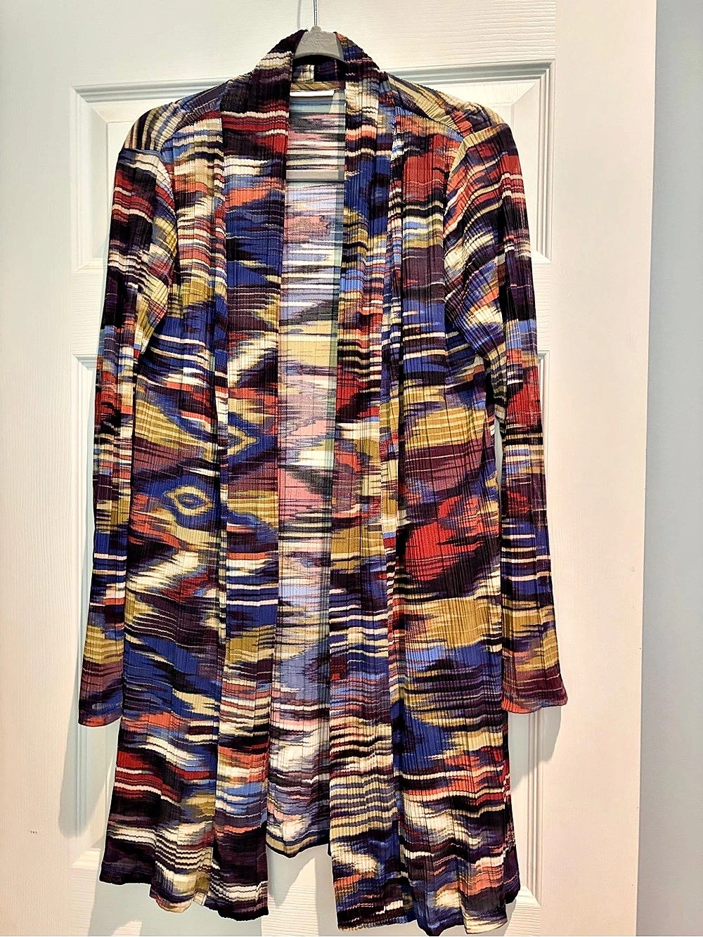 Susan Graver Abstract Print Blazer Blue & Multicolor Medium Like New